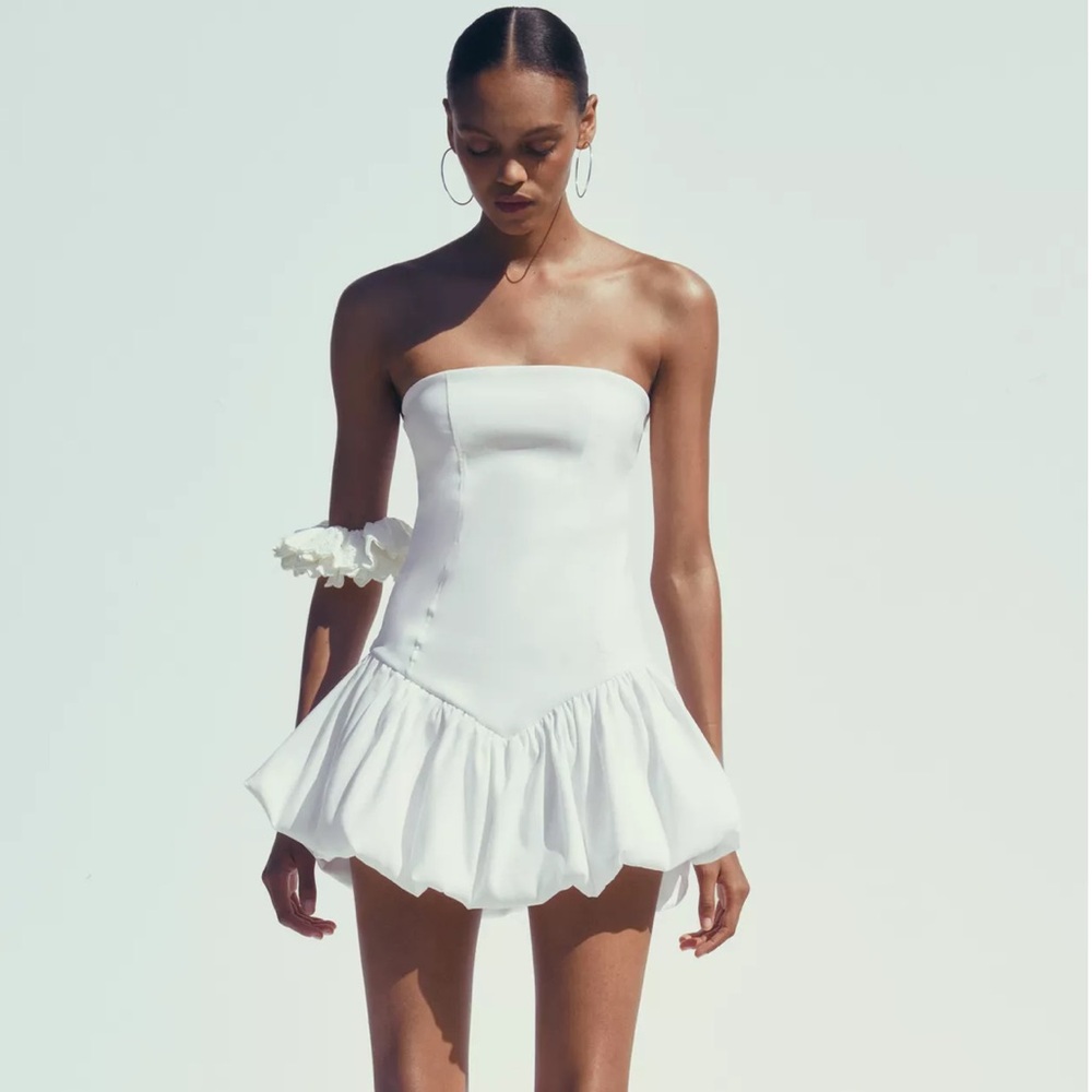 ZARA WHITE BALLOON SKIRT DRESS